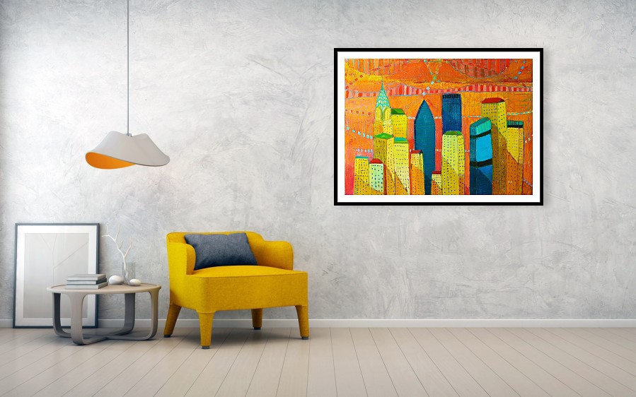 COLORFUL ABSTRACT CITYSCAPE ARTWORK