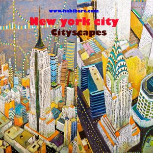 colorful abstract cityscape artwork